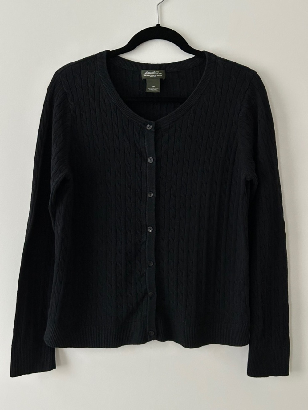 Eddie Bauer 100% Cotton Cable Knit Button Up Cardigan